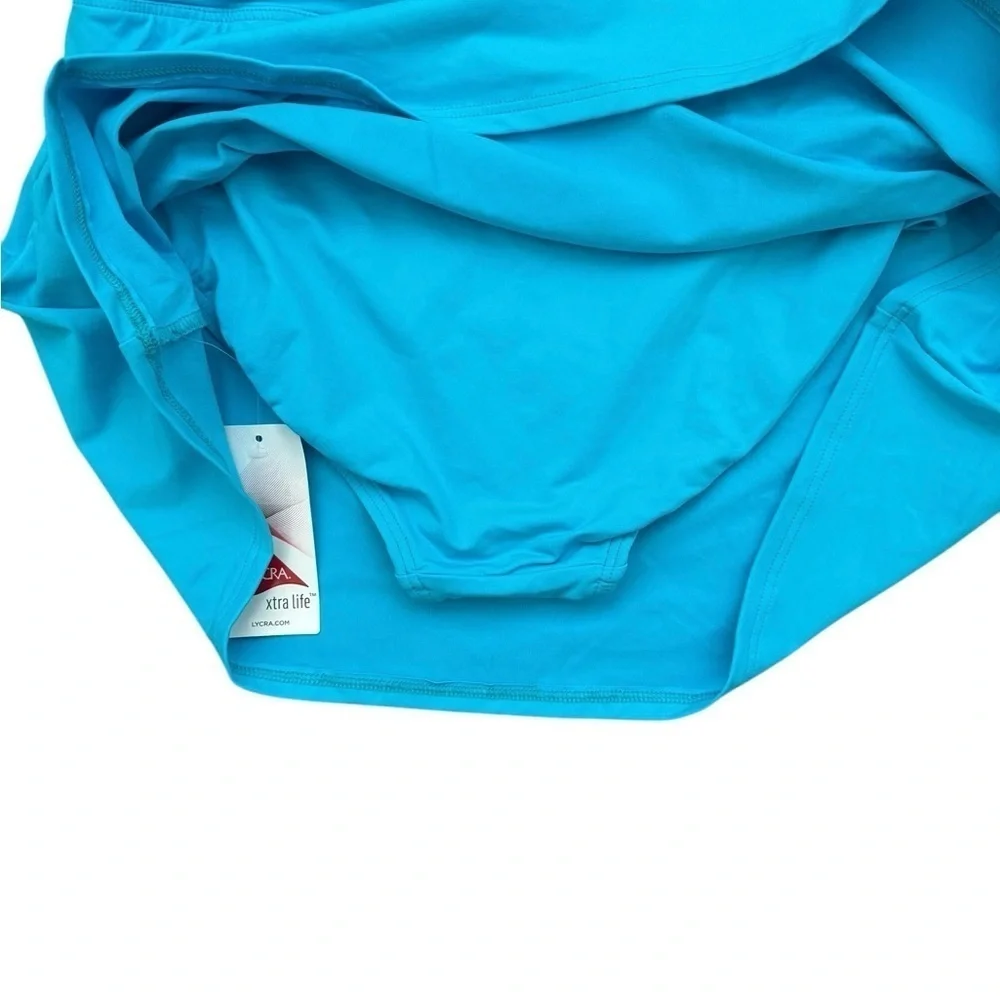 New Women's Lands' End Tummy Control UPF 50 Swim Blue Skirt Size 8